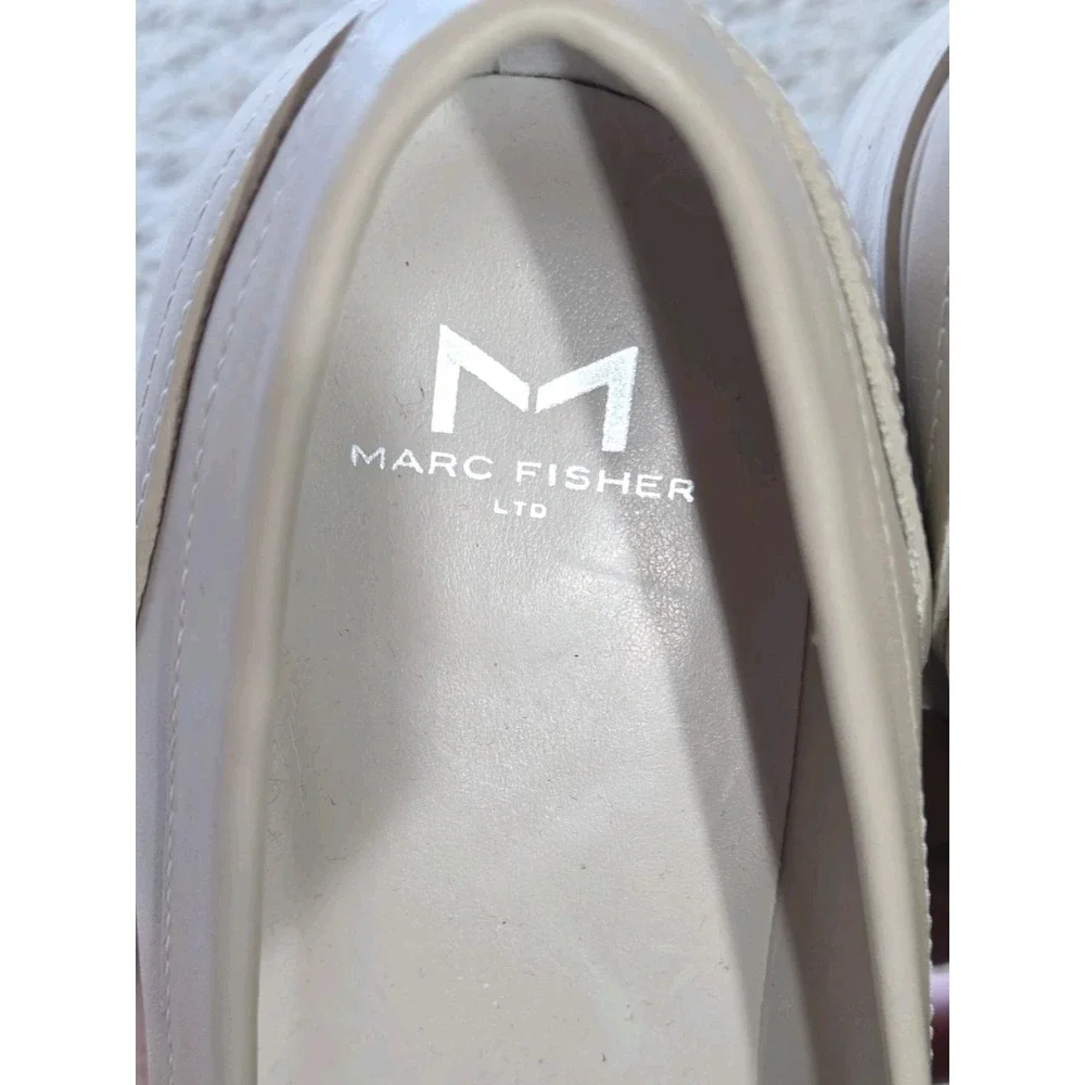 MARC FISHER LTD Chunky Platform Shoes Lug Sole Leather Loafers Ivory Womens 9.5